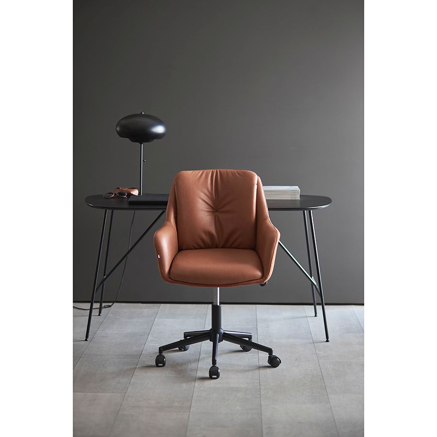 Стул на колесиках Аллар, экокожа, рогожка, коричневый | Replace