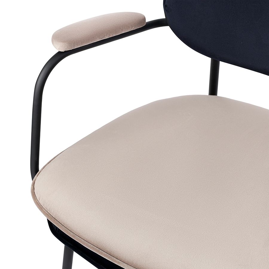 Стул с подлокотниками Пеа, велюр, темно-синий/бежевый | Replace