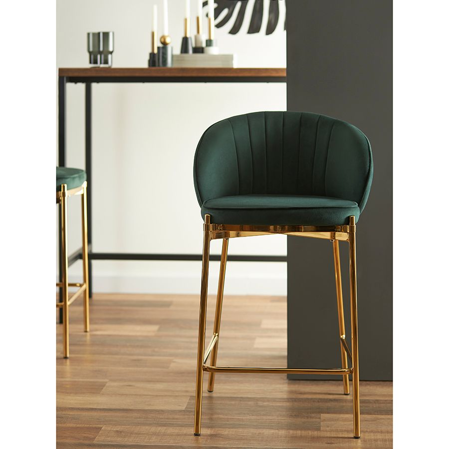 Стул полубарный Коралл, велюр, темно-зеленый | Replace