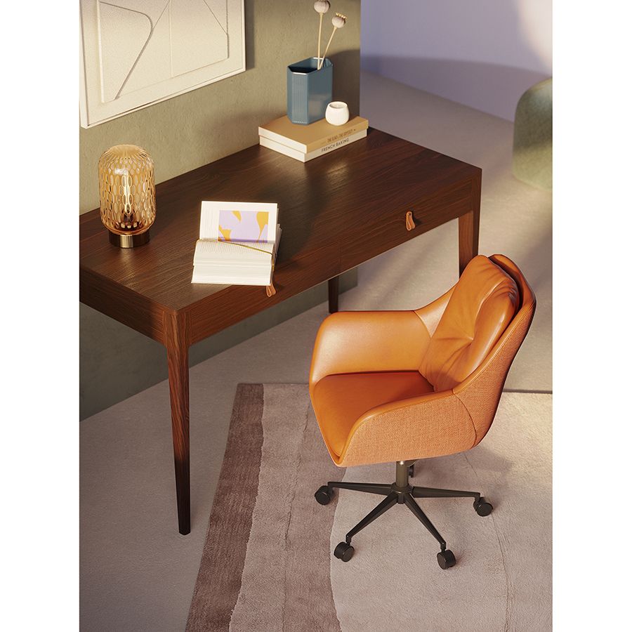 Стул на колесиках Аллар, экокожа, рогожка, коричневый | Replace