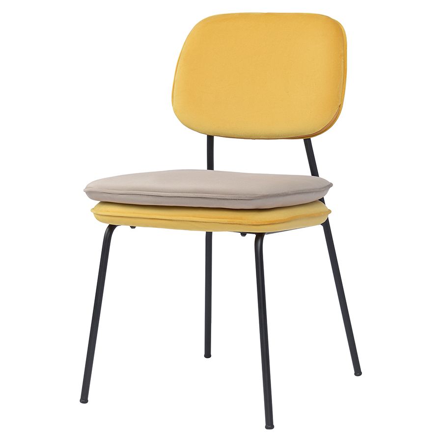 Стул Пеа, велюр, желтый/бежевый | Replace