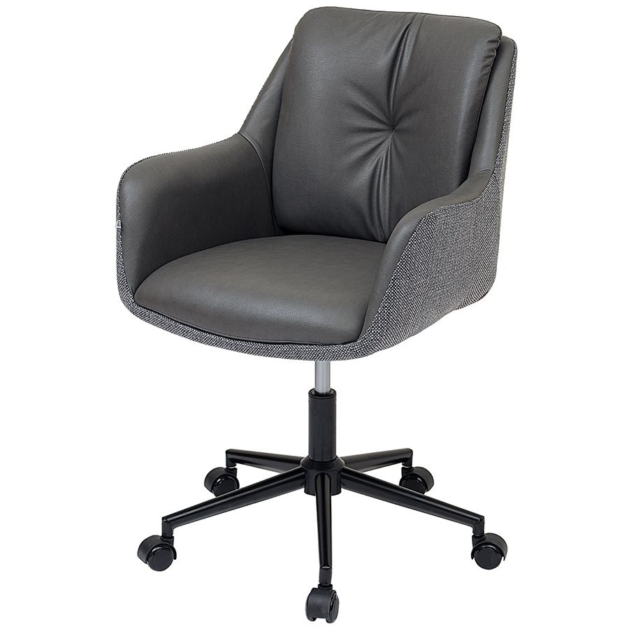 Стул на колесиках Аллар, экокожа, рогожка, серый | Replace