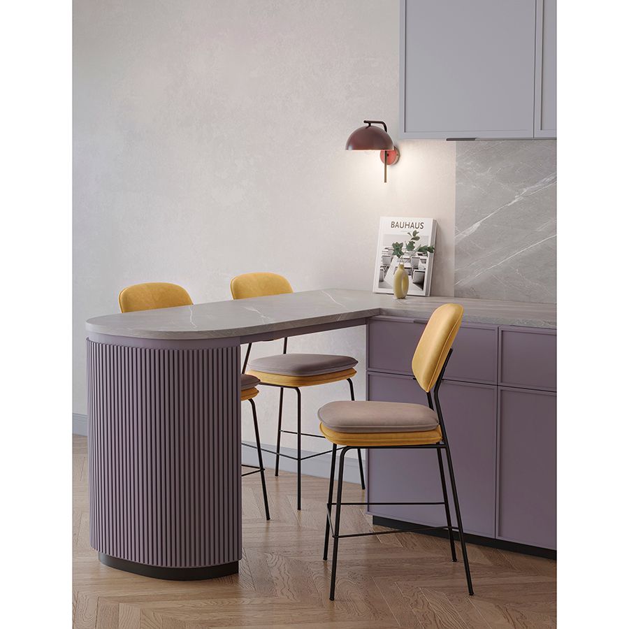 Стул полубарный Пеа, велюр, желтый/бежевый | Replace