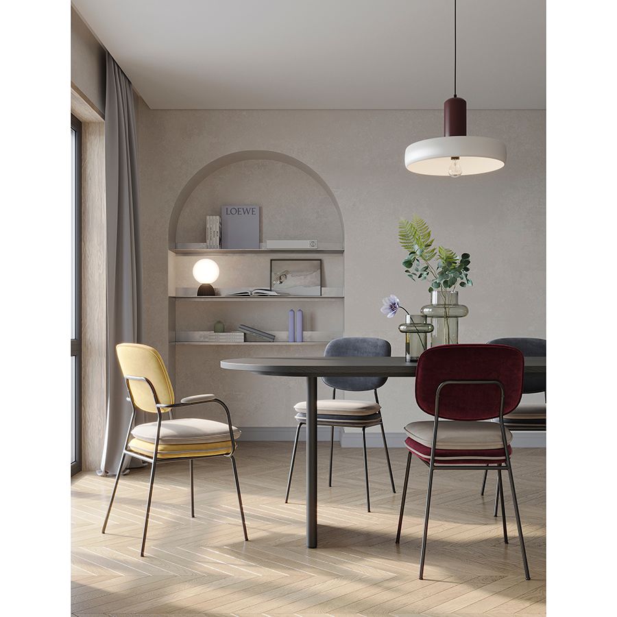 Стул с контрастным кантом Пеа, велюр, бордовый/бежевый | Replace