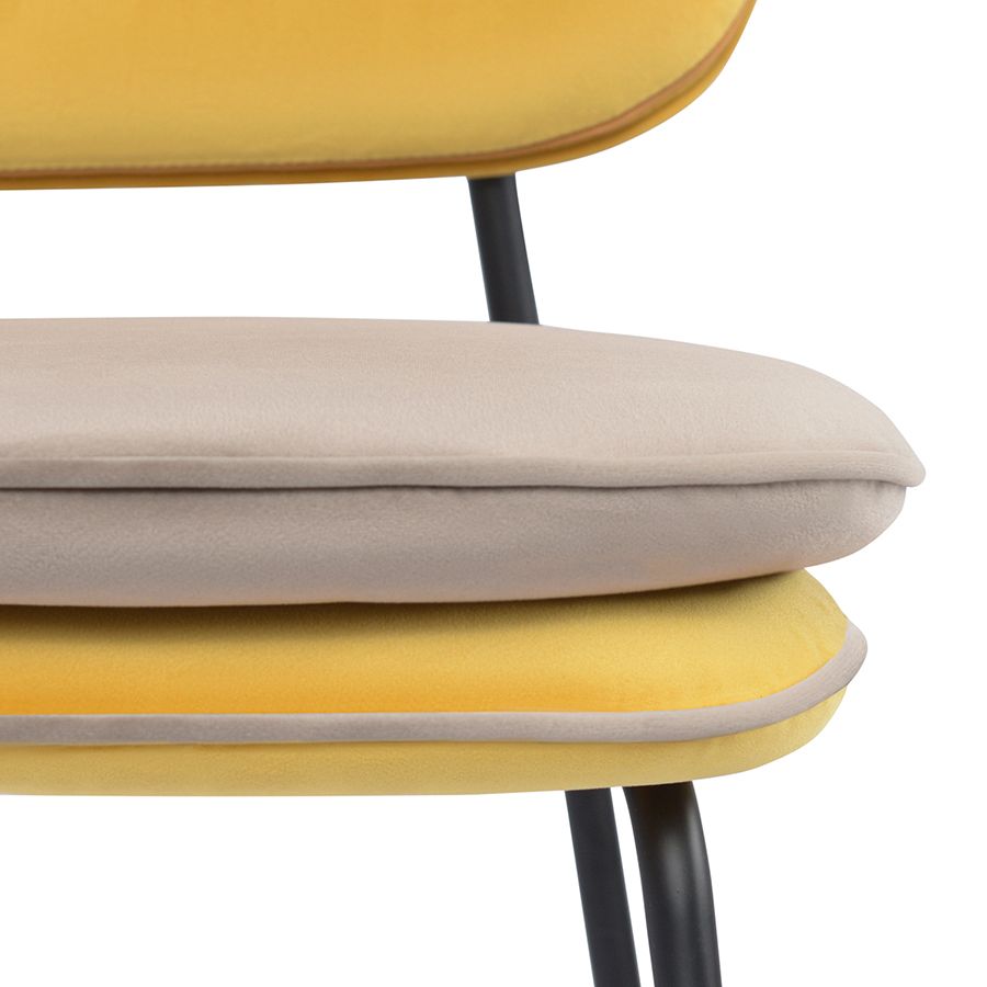 Стул полубарный с контрастным кантом Пеа, велюр, желтый/бежевый | Replace