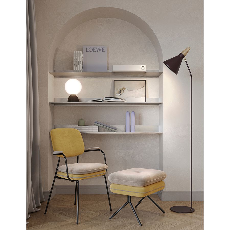 Стул с подлокотниками Пеа, велюр, желтый/бежевый | Replace