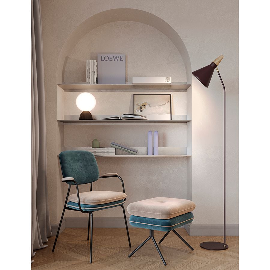 Стул с подлокотниками и контрастным кантом Пеа, велюр, сине-зеленый/бежевый | Replace