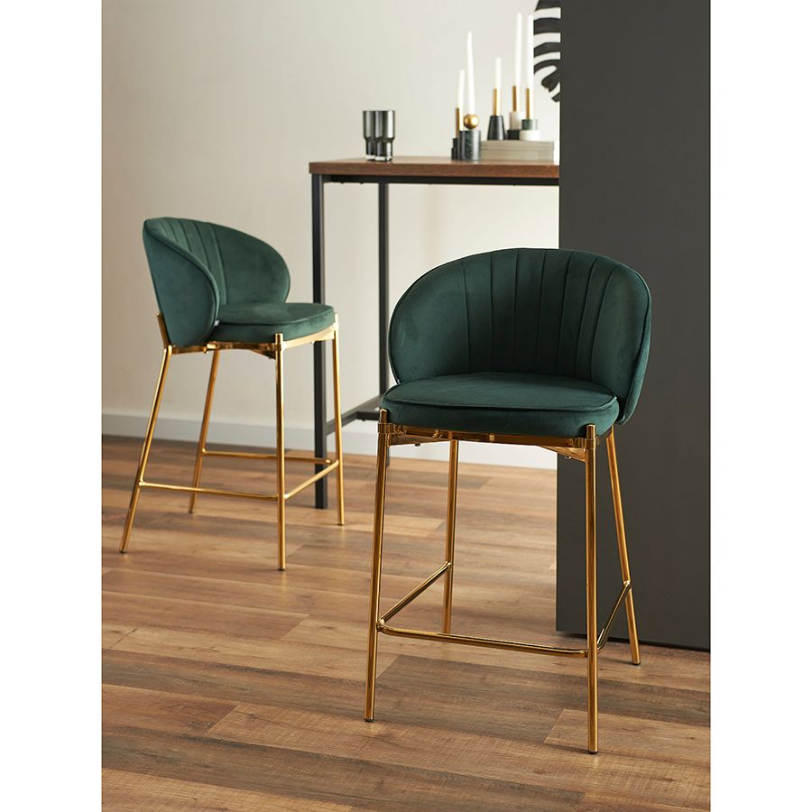 Стул полубарный Коралл, велюр, темно-зеленый | Replace