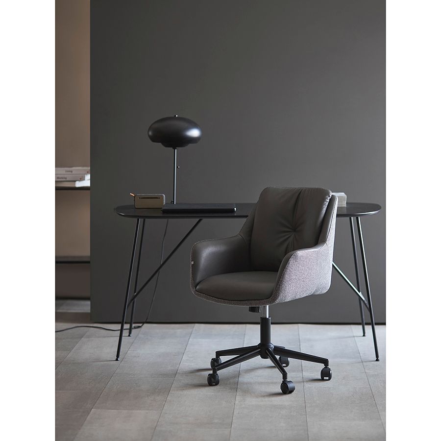 Стул на колесиках Аллар, экокожа, рогожка, серый | Replace