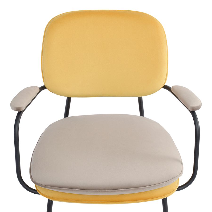 Стул с подлокотниками Пеа, велюр, желтый/бежевый | Replace