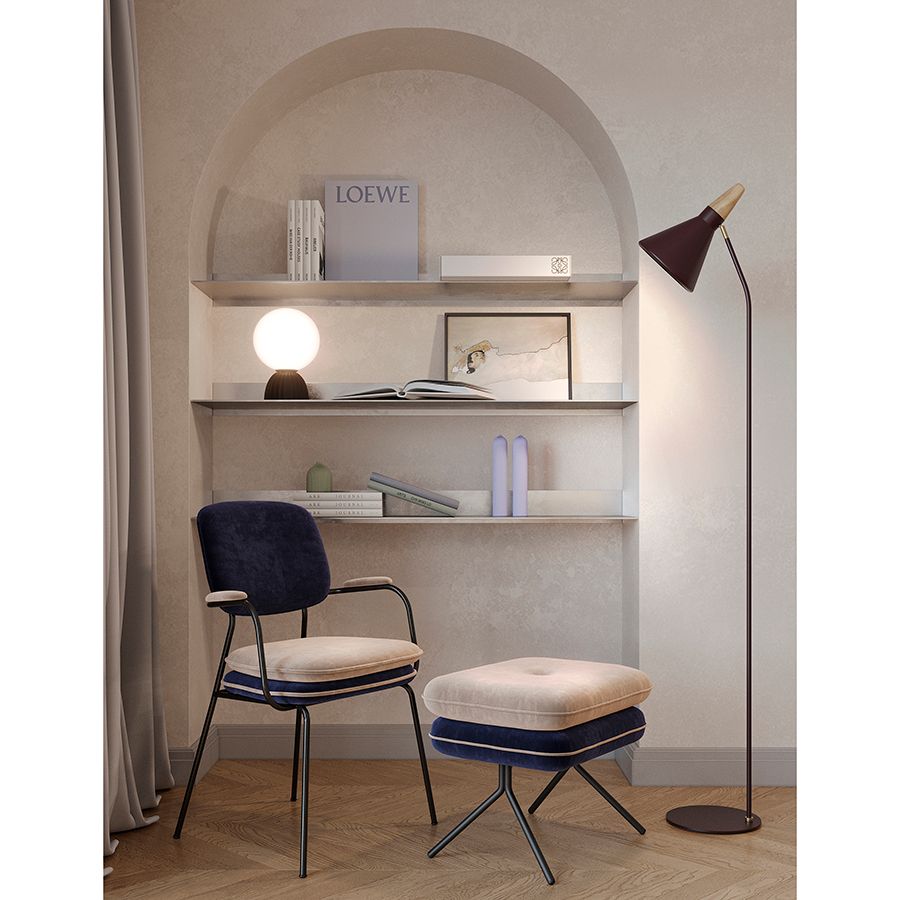 Стул с подлокотниками Пеа, велюр, темно-синий/бежевый | Replace