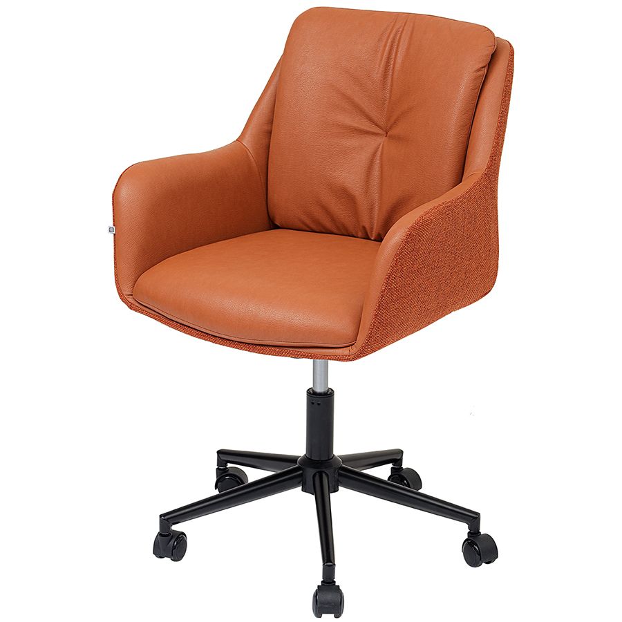 Стул на колесиках Аллар, экокожа, рогожка, коричневый | Replace