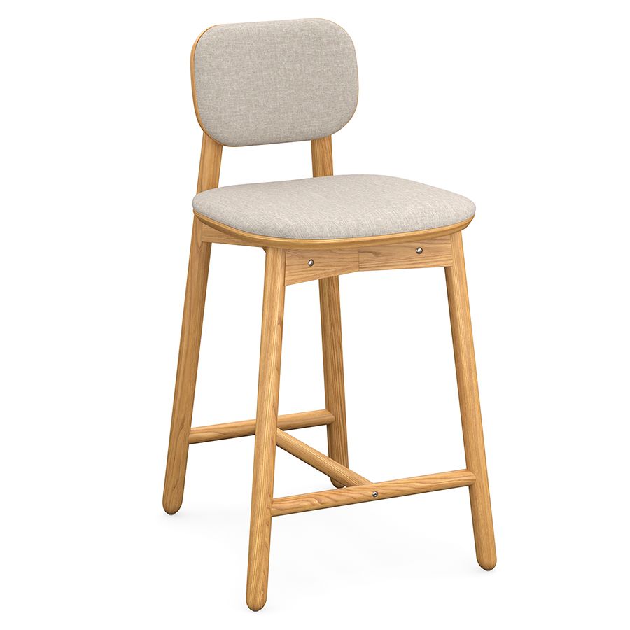 Стул полубарный с обивкой Сага, рогожка, бежевый | Replace