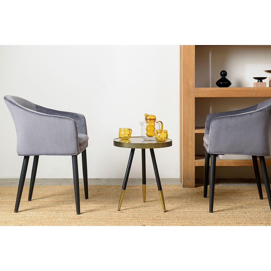 Столик Хедда, D40 см, черный/матовое золото | Replace