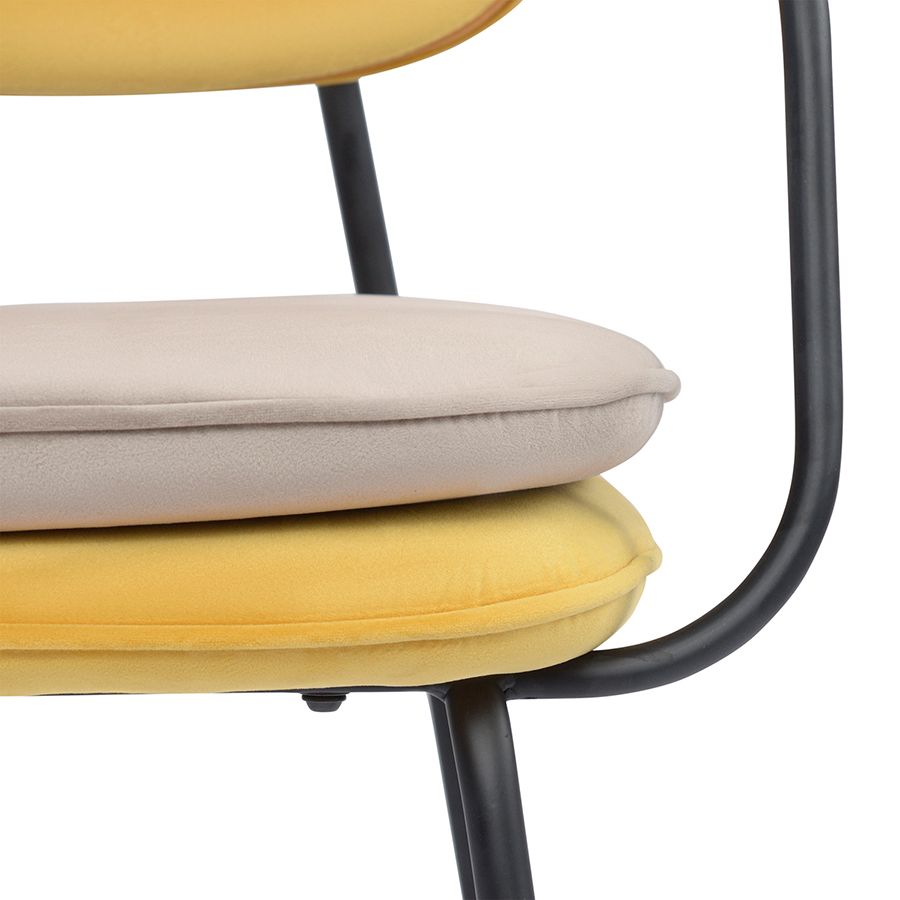 Стул с подлокотниками Пеа, велюр, желтый/бежевый | Replace