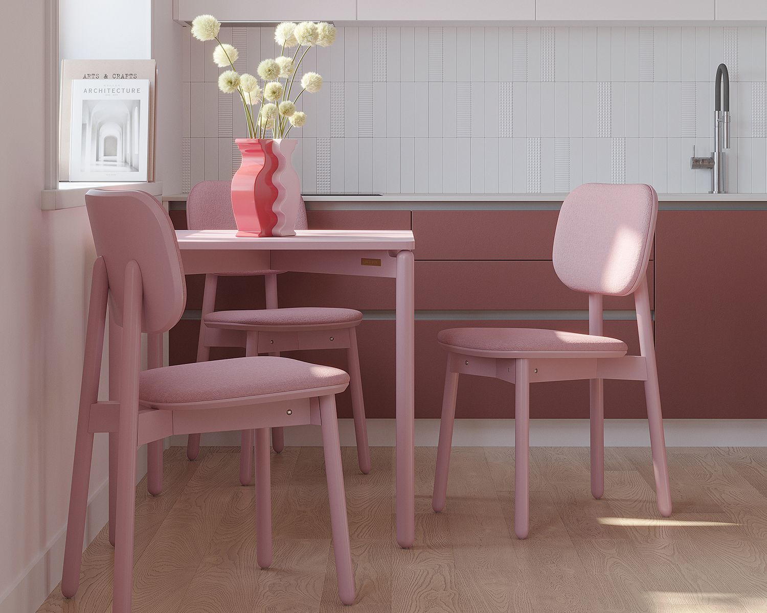 Стул Сага, рогожка, розовый | Replace