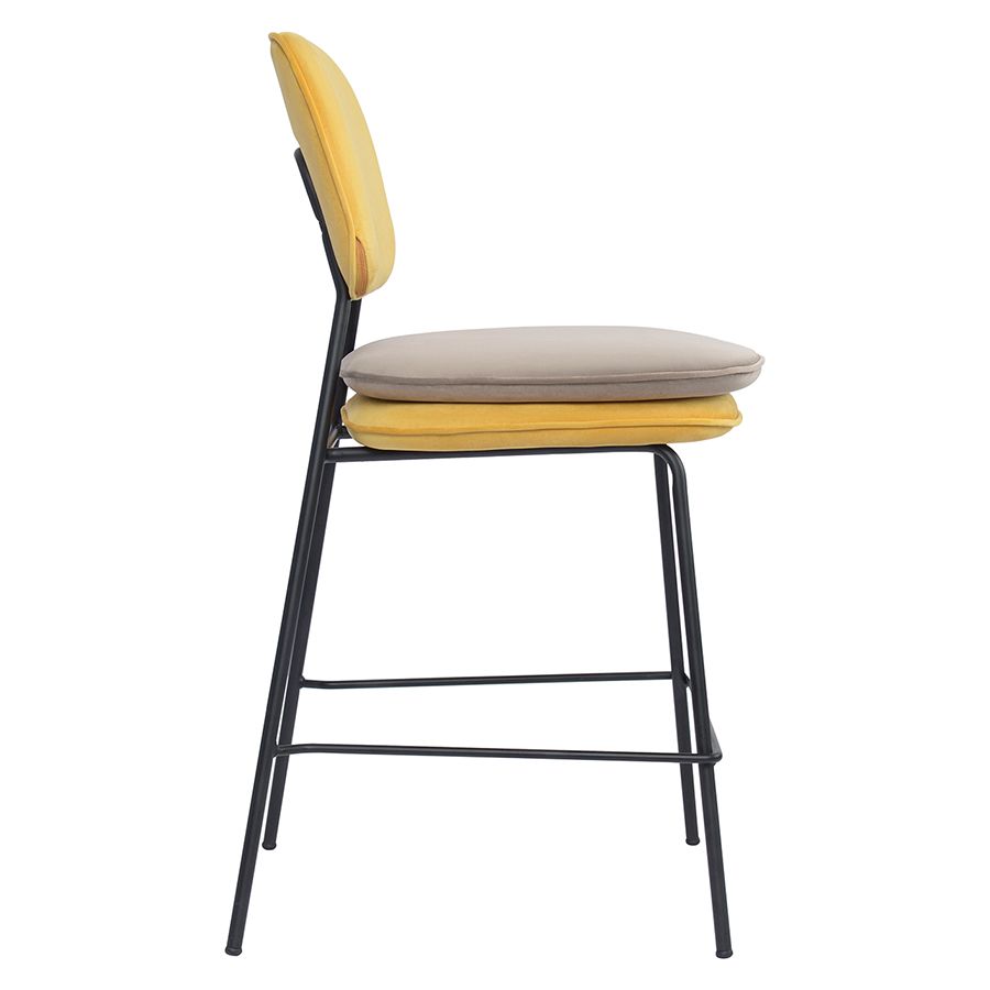 Стул полубарный Пеа, велюр, желтый/бежевый | Replace