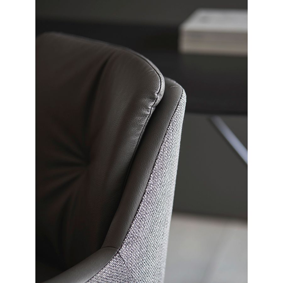 Стул на колесиках Аллар, экокожа, рогожка, серый | Replace