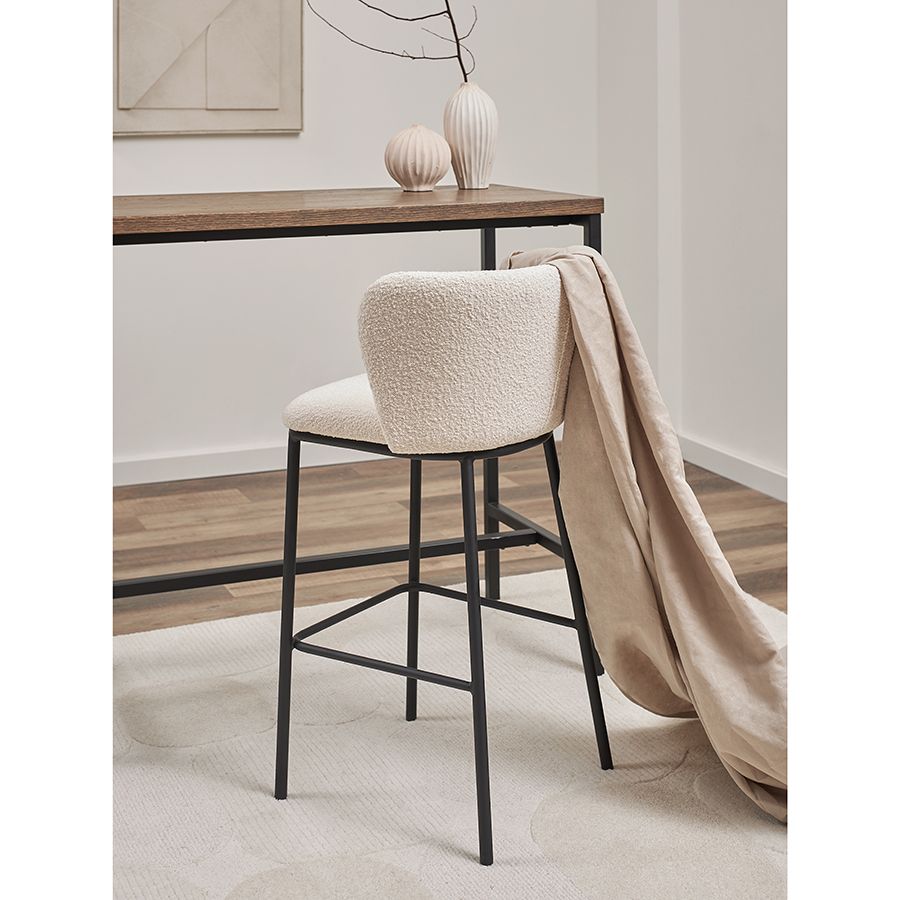 Стул барный Фогги, букле, молочный | Replace