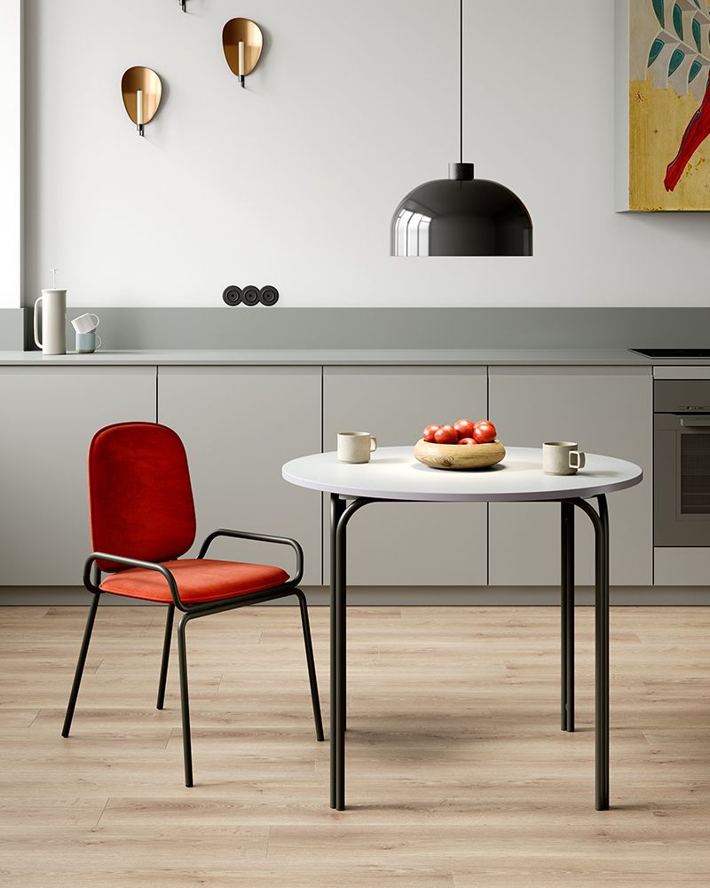 Стол обеденный Рор, D90 см, черный/серый | Replace