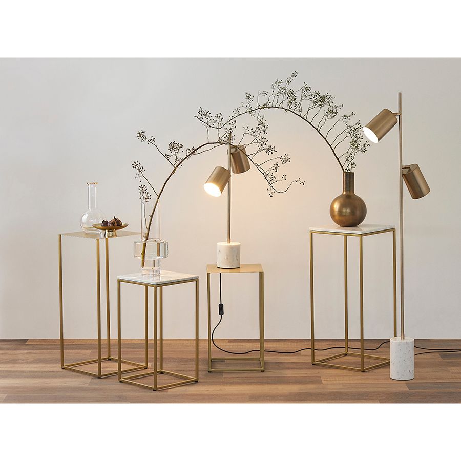 Набор из 2-х столиков Маен голд, белые/золотистые | Replace