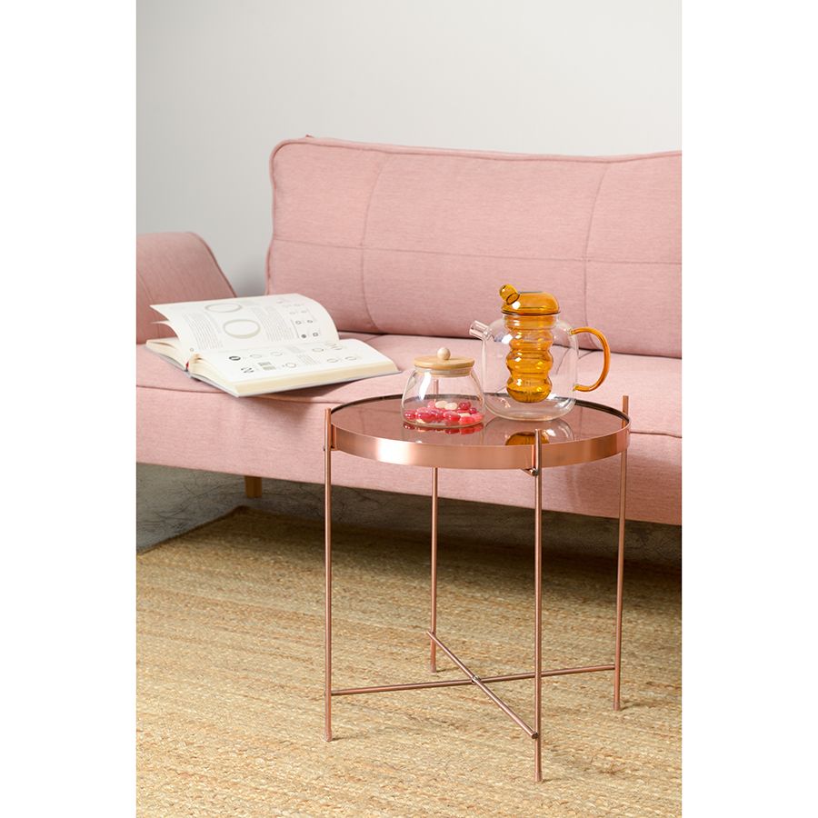 Столик Джосен, D43 см, розовый/медный | Replace