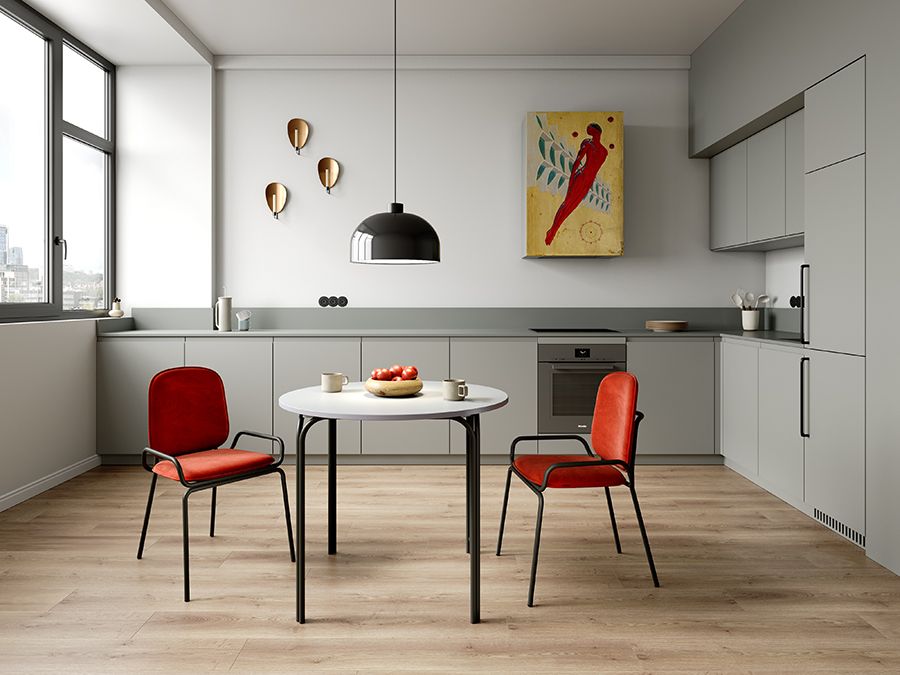 Стол обеденный Рор, D90 см, черный/серый | Replace