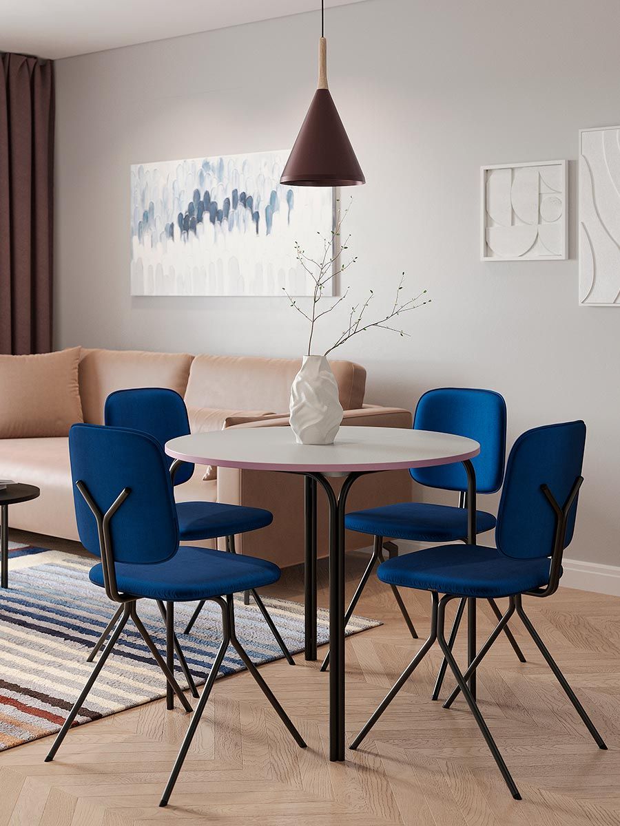 Стол обеденный Рор, D90 см, черный/серый | Replace