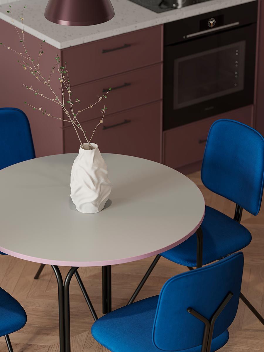 Стол обеденный Рор, D90 см, черный/серый | Replace