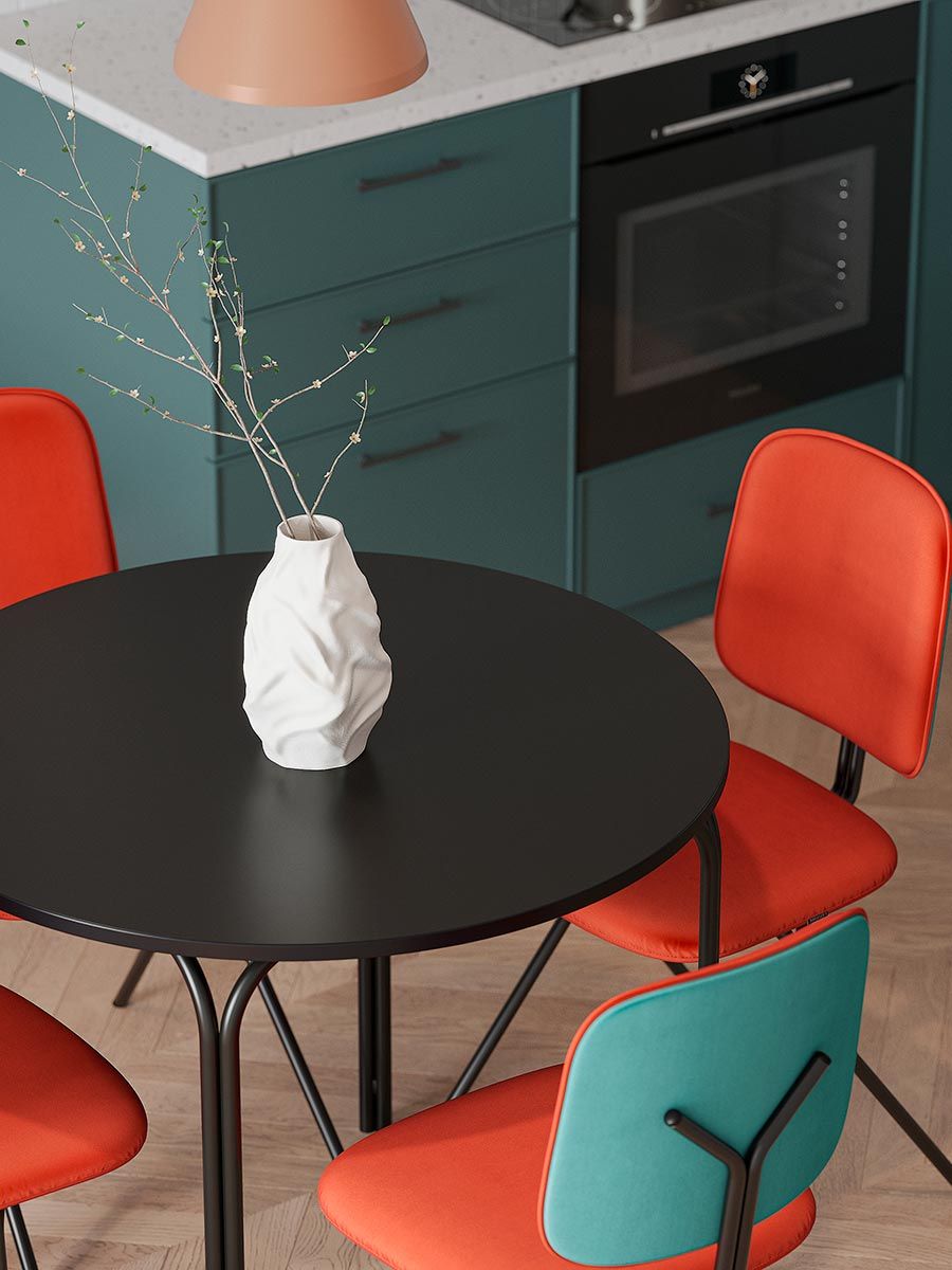 Стол обеденный Рор, D90 см, черный | Replace