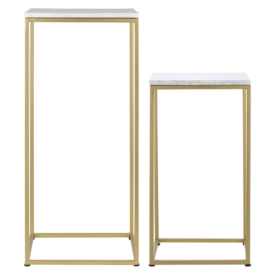 Набор из 2-х столиков Маен голд, белые/золотистые | Replace