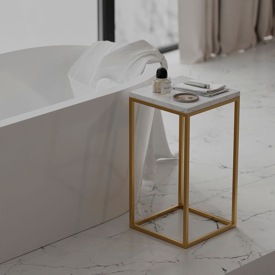 Набор из 2-х столиков Маен голд, белые/золотистые | Replace