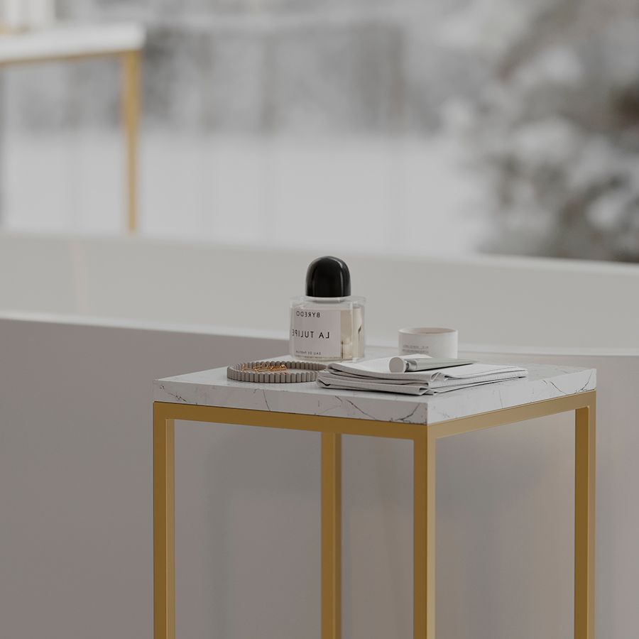 Набор из 2-х столиков Маен голд, белые/золотистые | Replace
