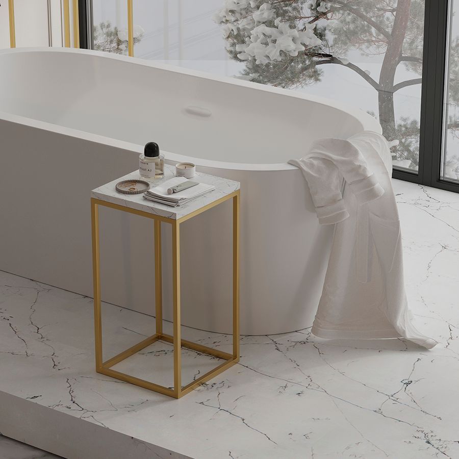Набор из 2-х столиков Маен голд, белые/золотистые | Replace