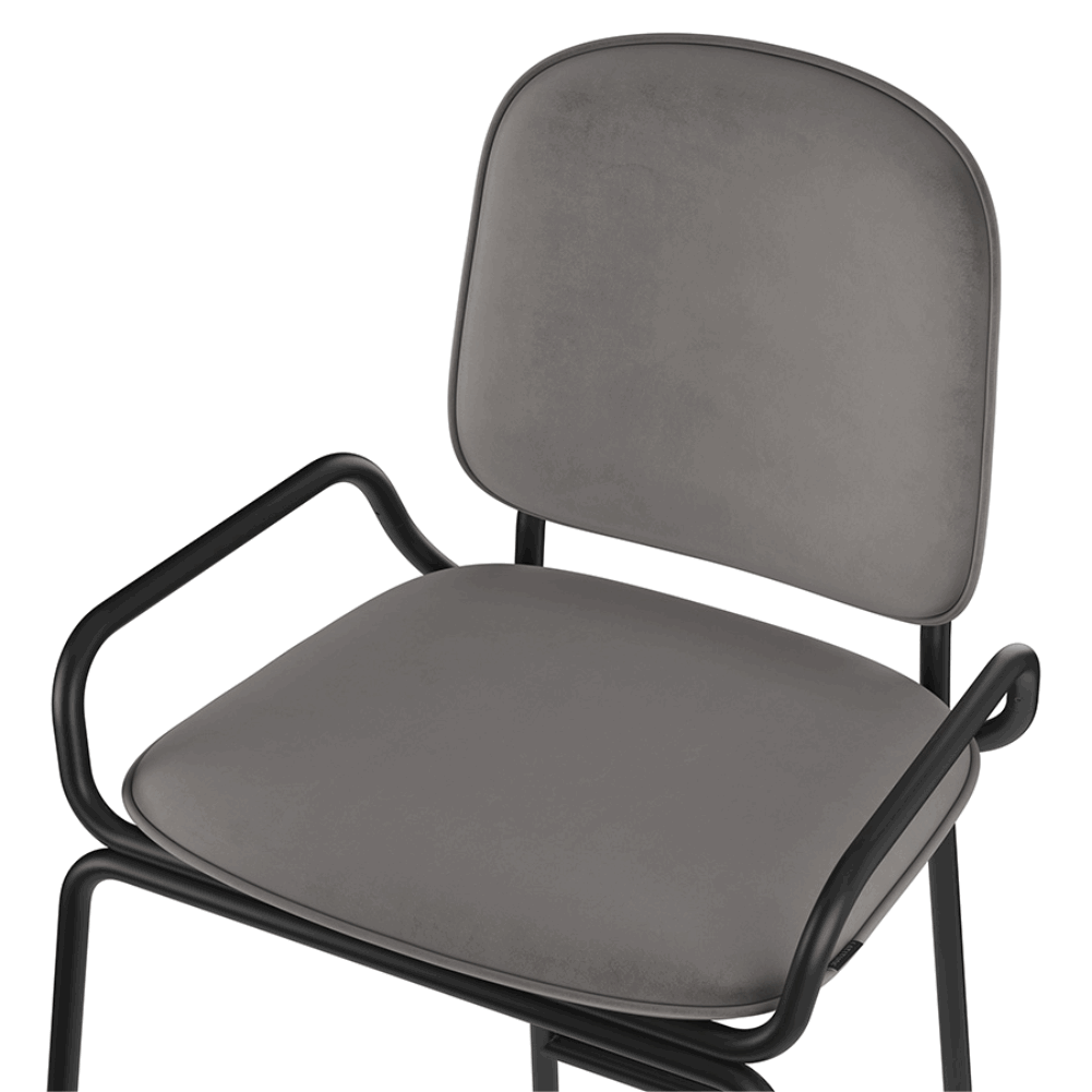 Стул барный Рор, 2 frame, велюр, черный/зеленый | Replace