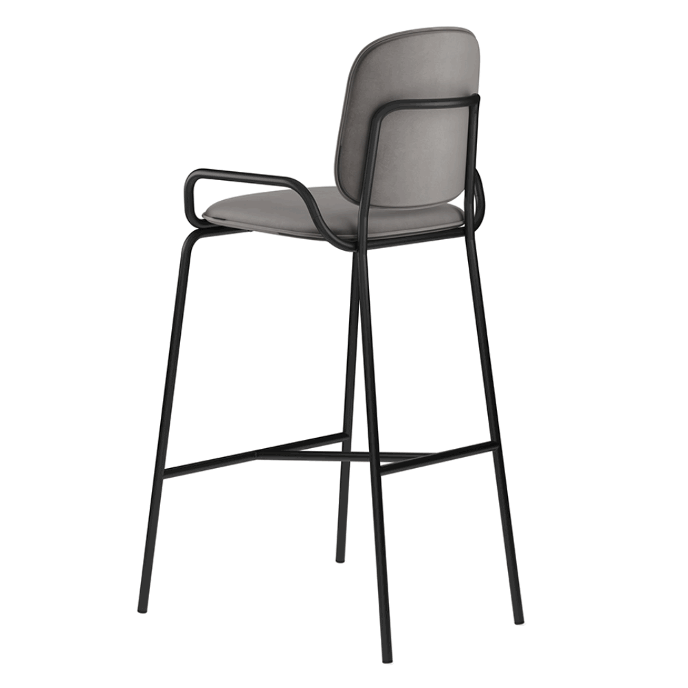 Стул барный Рор, 2 frame, велюр, черный/зеленый | Replace