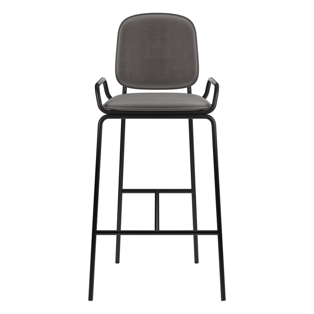 Стул барный Рор, 2 frame, велюр, черный/зеленый | Replace