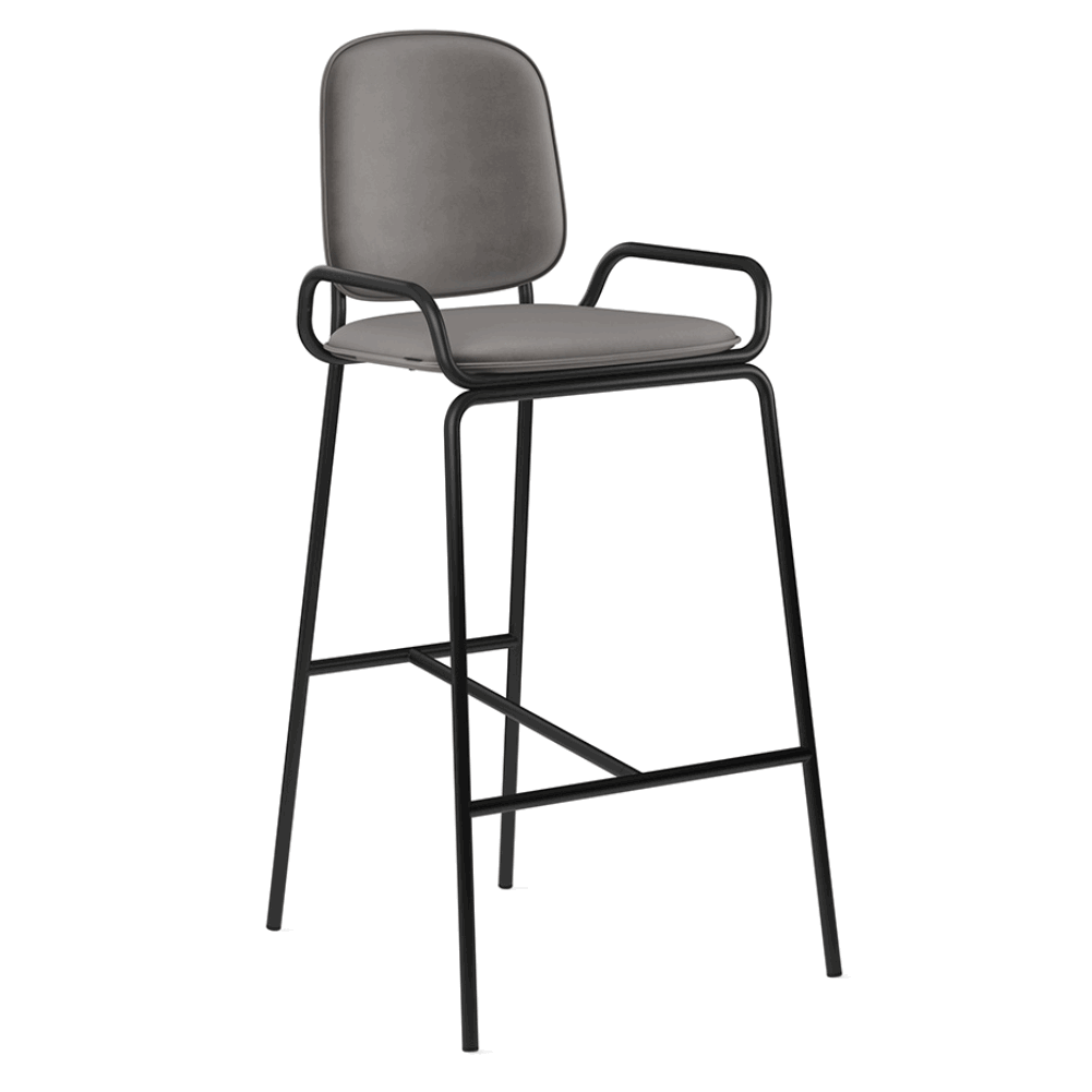 Стул барный Рор, 2 frame, велюр, черный/зеленый | Replace